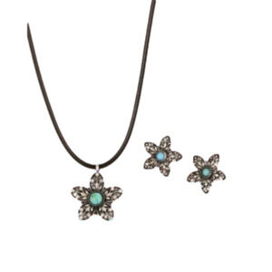 Turquoise FASHION Flower Necklace & Earrings NWOT